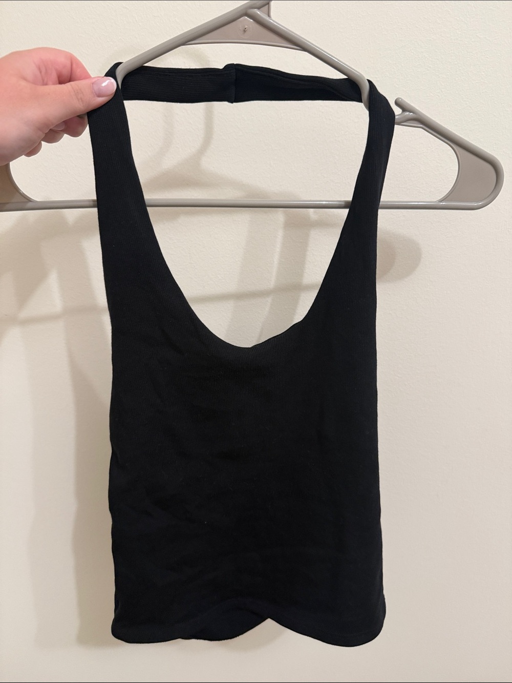 Zara Black Ribbed Halter Neck Tank